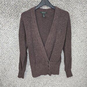 Women's Cardigan Brown Slant Collar Knitted Casual Ladies